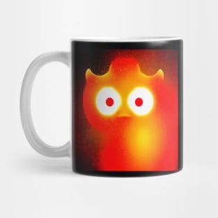 Colourful dragon looking through flames Mug